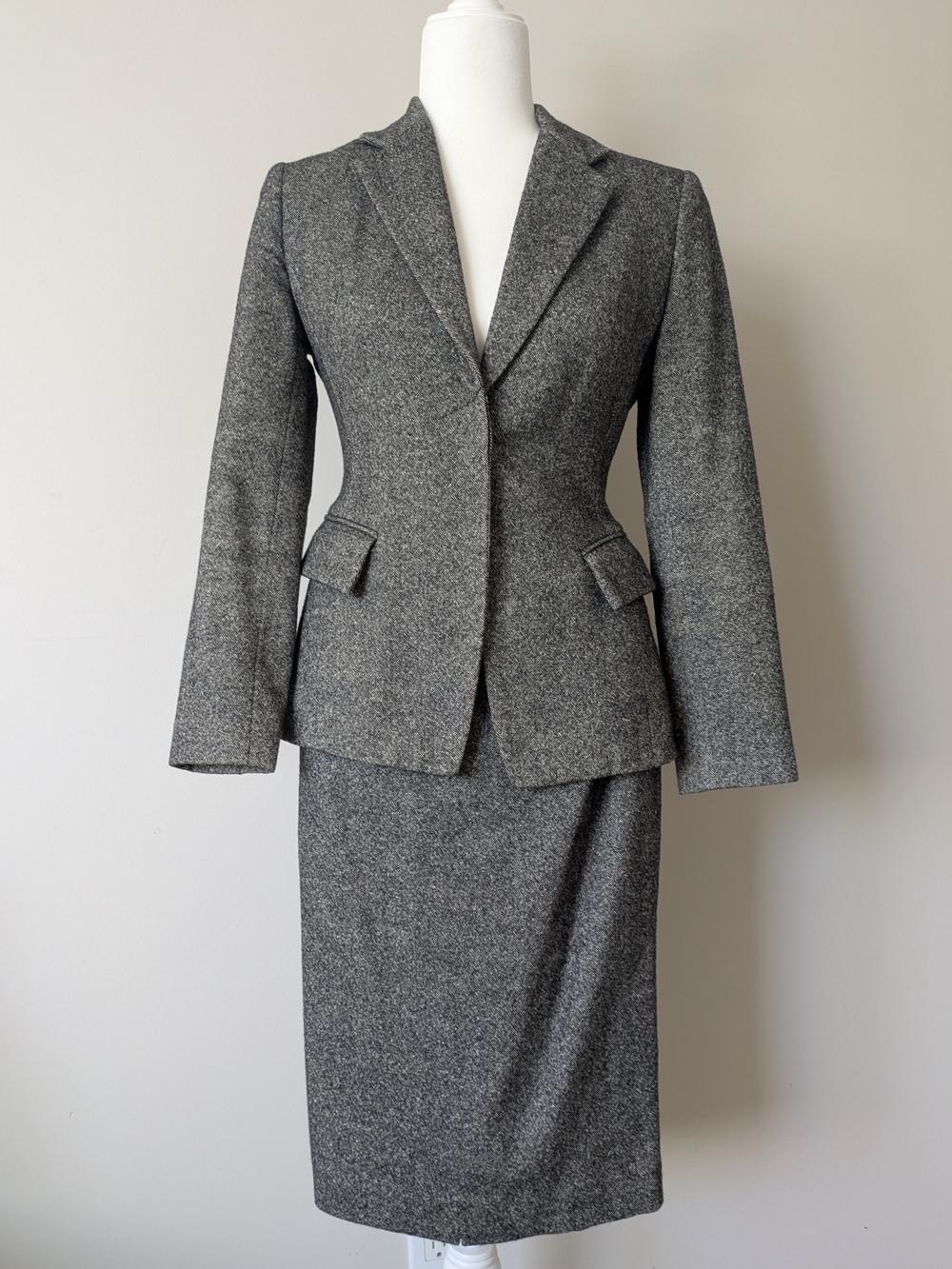 Classic Gray Women's Tailored Blazer And Skirt